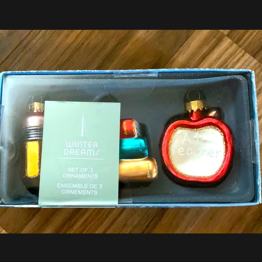 NBC Trading 3 Teacher Ornaments W/Box A+ Teacher New